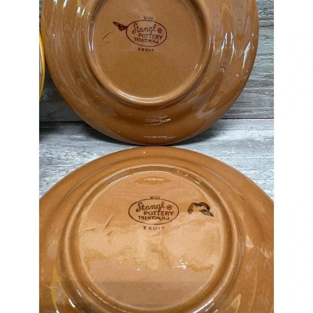 4 VTG 1960s Stangl Pottery FRUIT PEACH Redware Dessert or Bread & Butter Plates